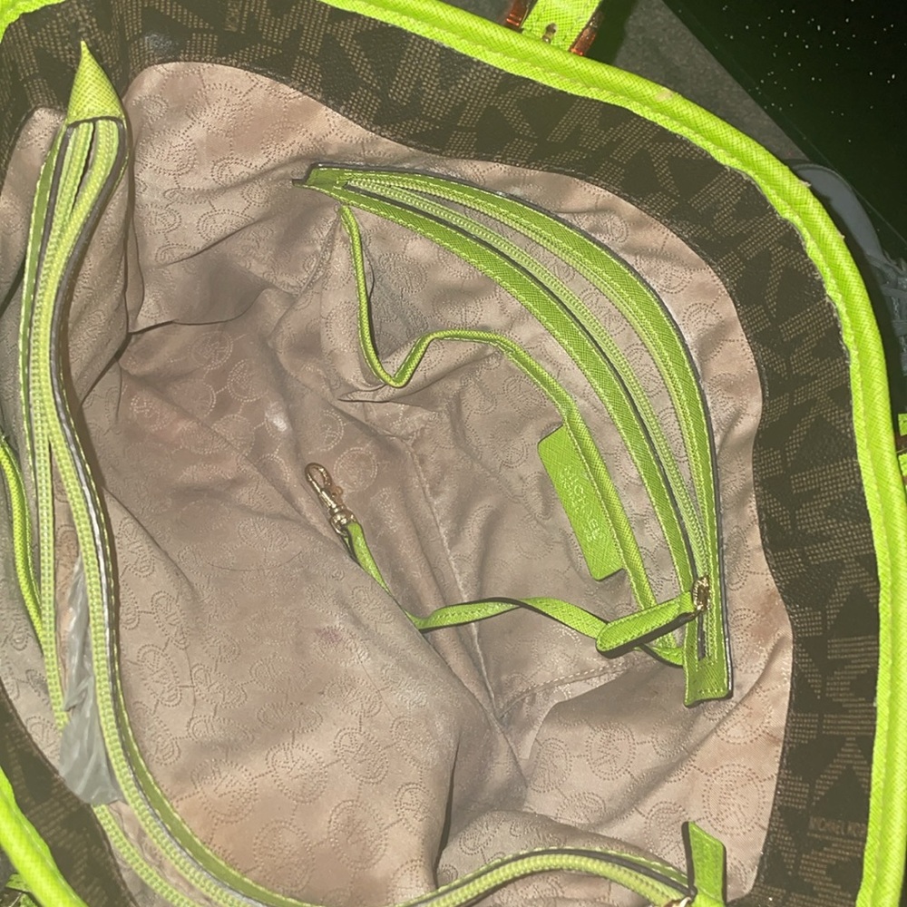 Green and brown Michael Kors purse - Picture 2 of 3